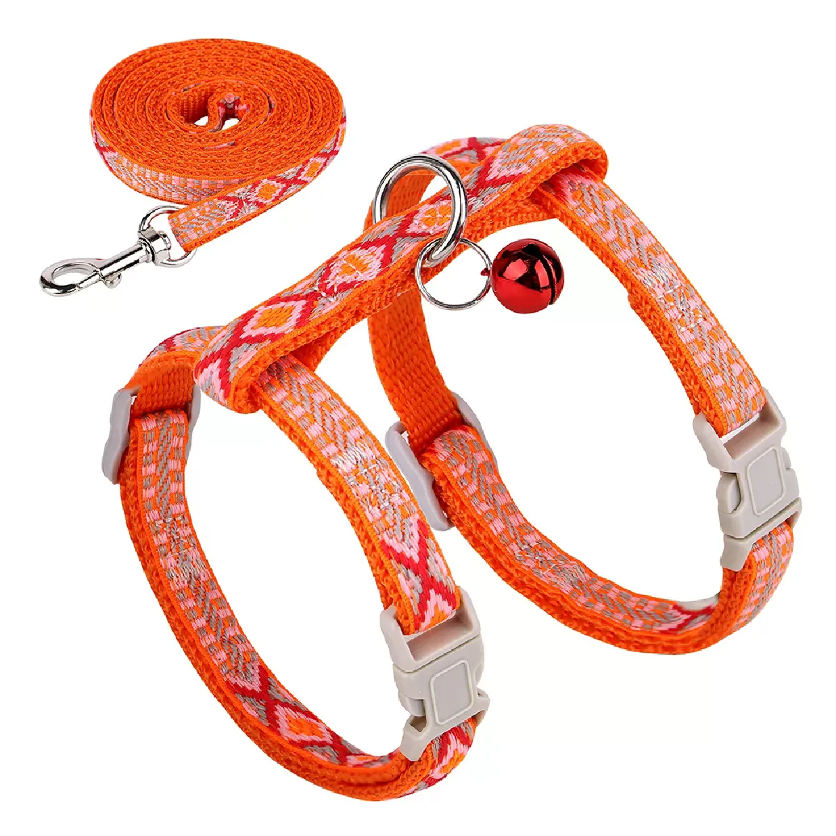 Comparer les prix de Ensemble harnais et laisse en nylon pour chat, gilet de promenade pour chaton, collier pour chat avec clochette, licol réglable pour chiot, harnais pour petits chiens et lapins, ceinture~00680
