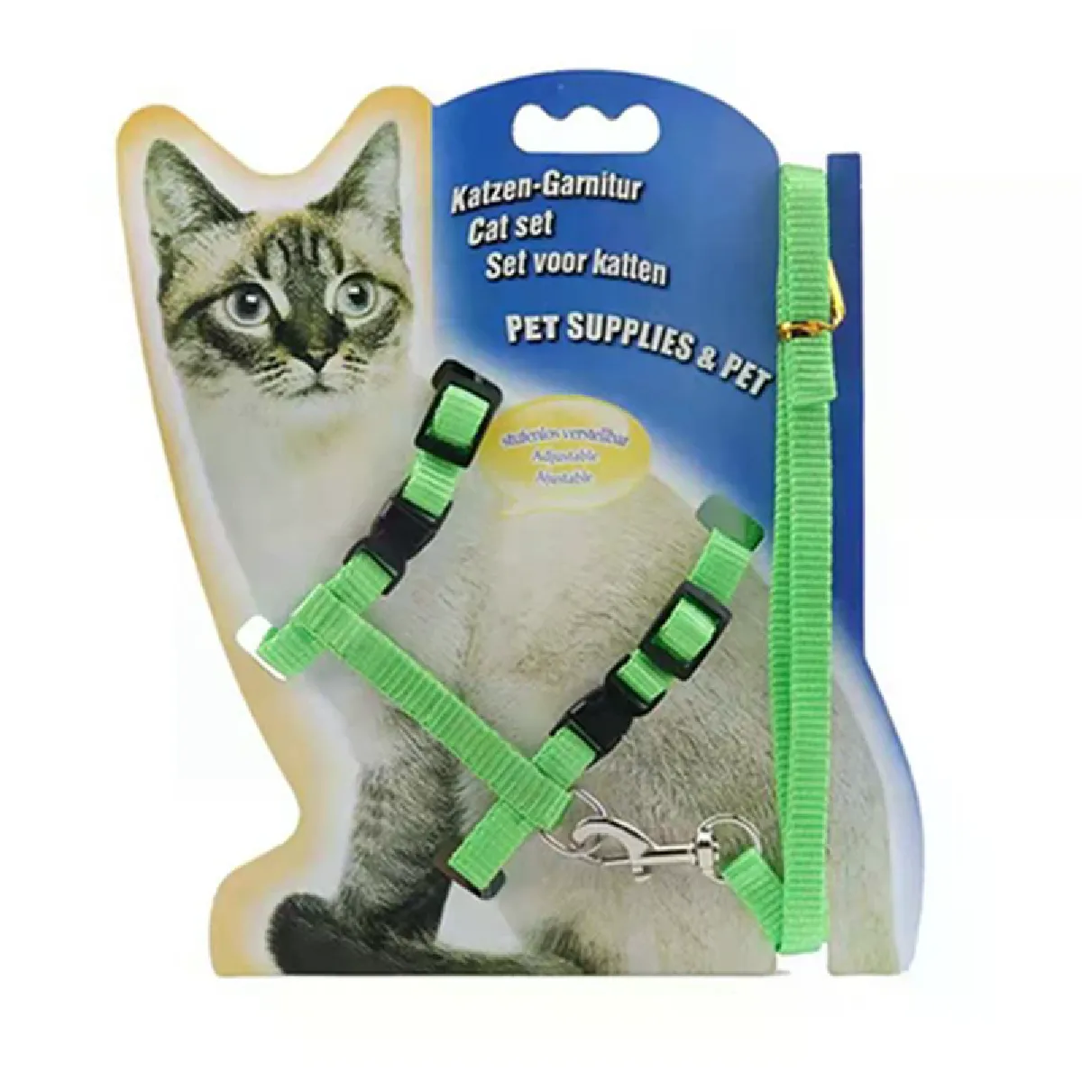 Collier pour chat, harnais et laisse réglables en nylon pour animaux de compagnie, collier licou pour chat, chaton, chien, produits pour chats, harnais pour animaux, ceinture pour chat~00731
