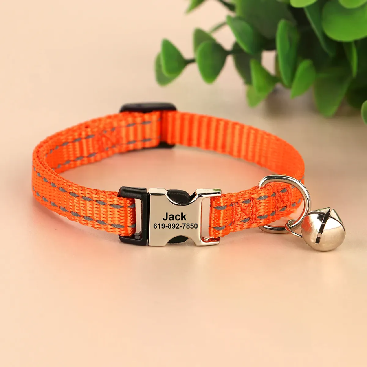 Meilleurs prix pour Collier réfléchissant pour chat gravé et personnalisé, avec clochette, accessoire pour animal de compagnie, largeur 1 cm~00565