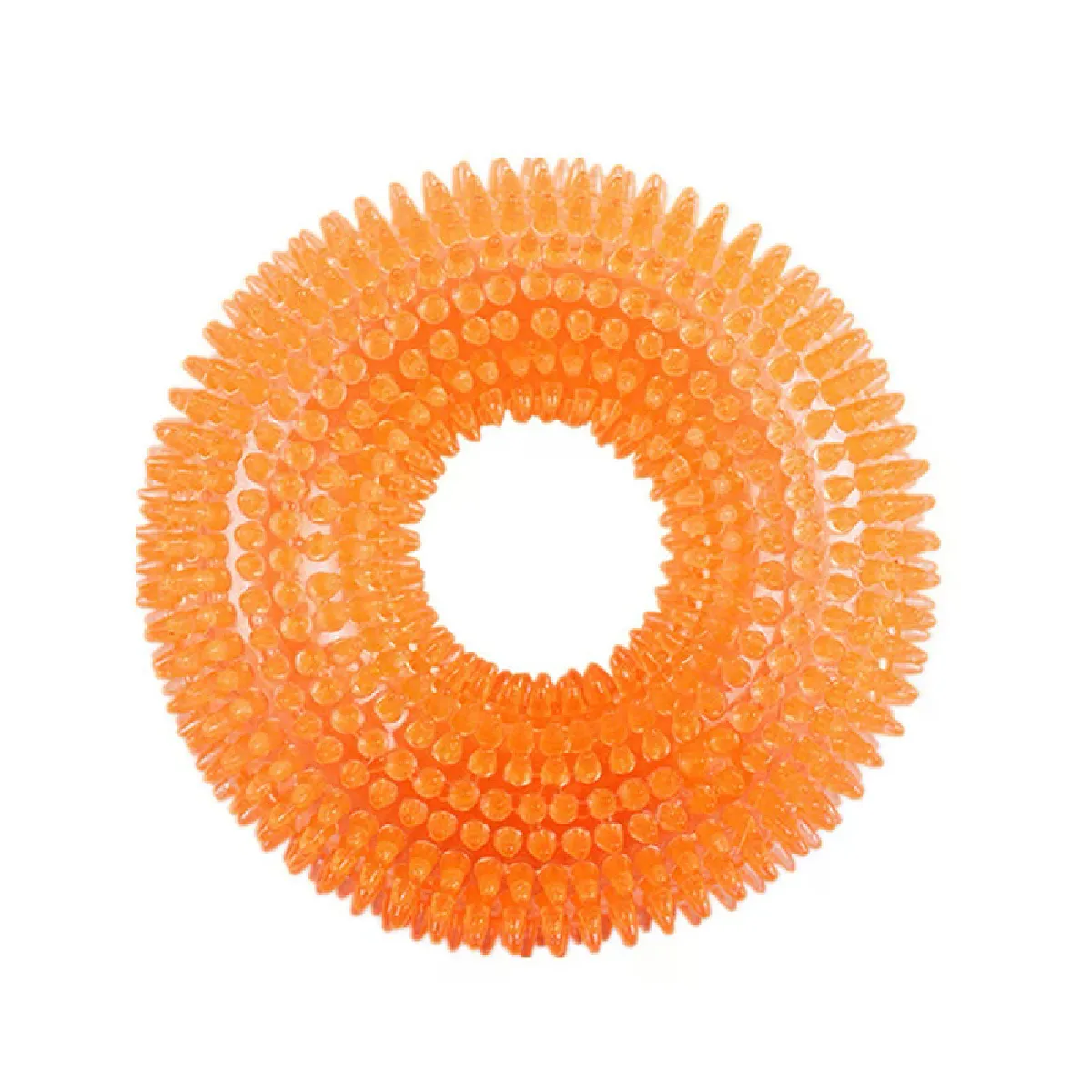 Meilleurs prix pour Jouet à mâcher interactif couineur pour chien, résistant aux morsures, jouet de nettoyage des dents à pointes barbelées, jouet à mâcher molaire en TPR pour chiens~03628