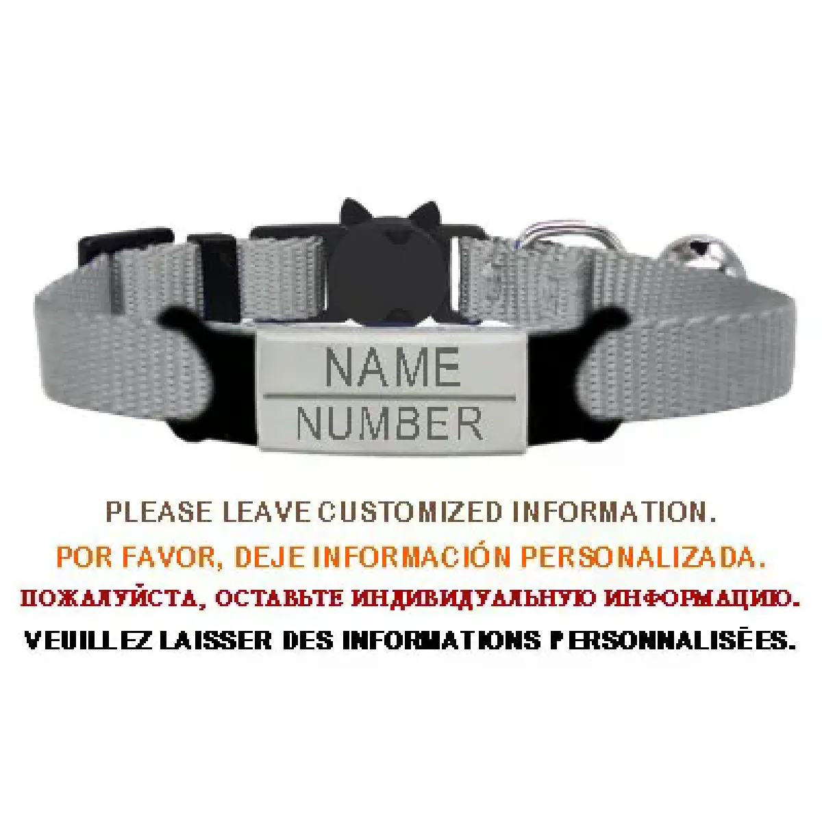 Collier de chat personnalisé avec gravure de clochette et sécurité détachable pour petits chiens, en nylon, réglable pour chiots et chatons~00103