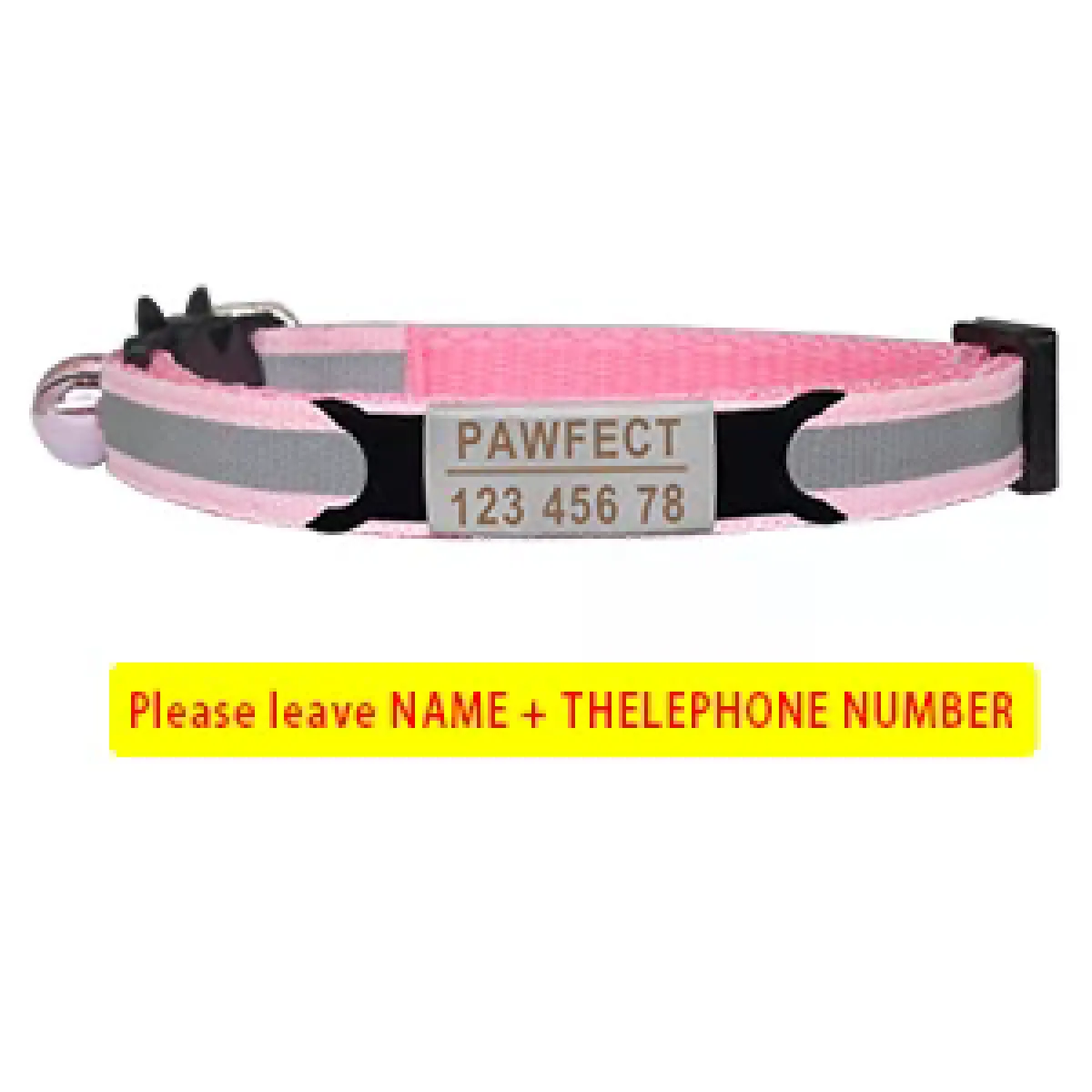Collier de sécurité réfléchissant pour chat, réglable, personnalisé, identification gratuite, gravure, en nylon, pour chiots et chatons~00298