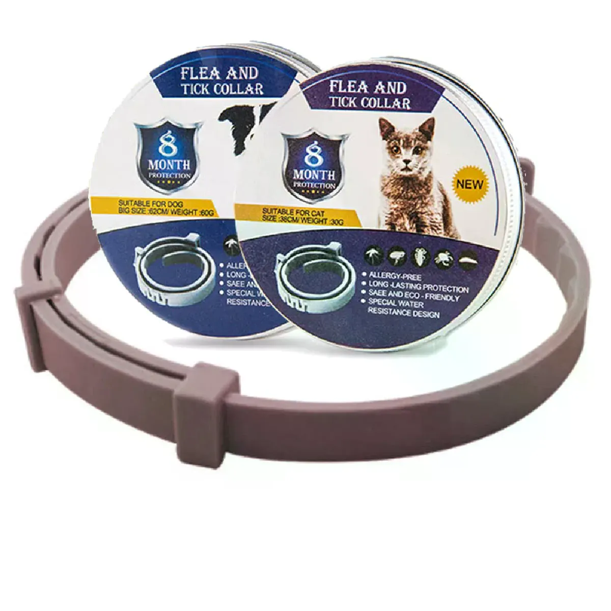 Collier anti-puces et anti-tiques pour chiens et chats jusqu'à 8 mois Collier anti-puces et anti-tiques pour moustiques et insectifuge Collier pour chat à détachement~01915