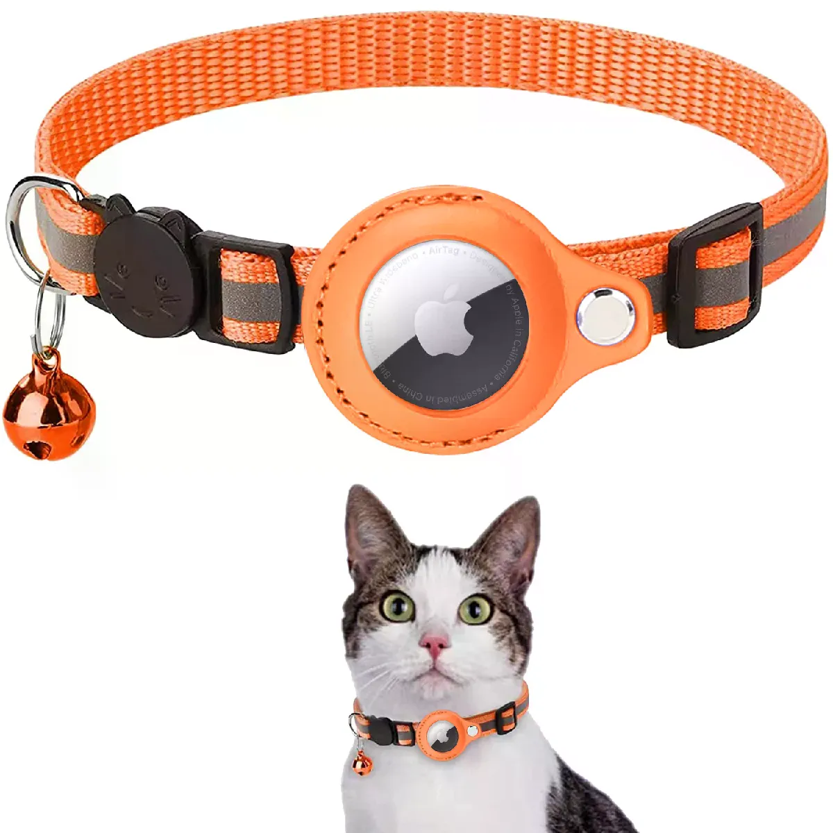 Meilleurs prix pour Collier anti-perte pour chat Apple Airtag, collier de protection anti-perte et de positionnement, colliers pour animaux de compagnie imperméables et réfléchissants~00318