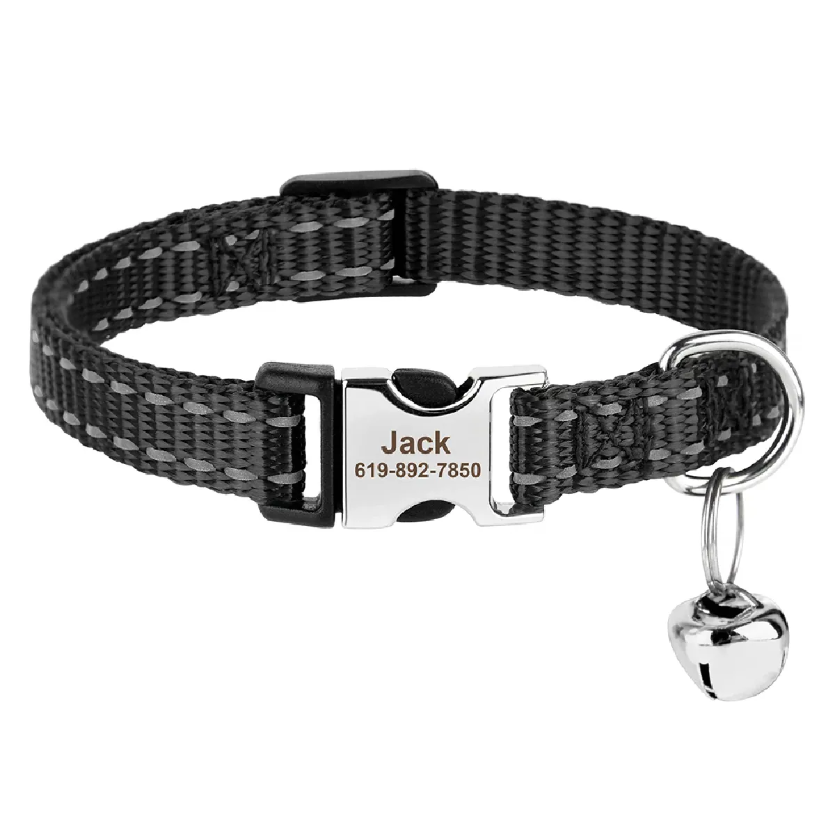 Comparer les prix de Collier pour chat imprimé personnalisé, collier réglable pour chaton et chien, avec plaque d'identification gravée gratuite, clochette, colliers anti-perte pour chat~00176