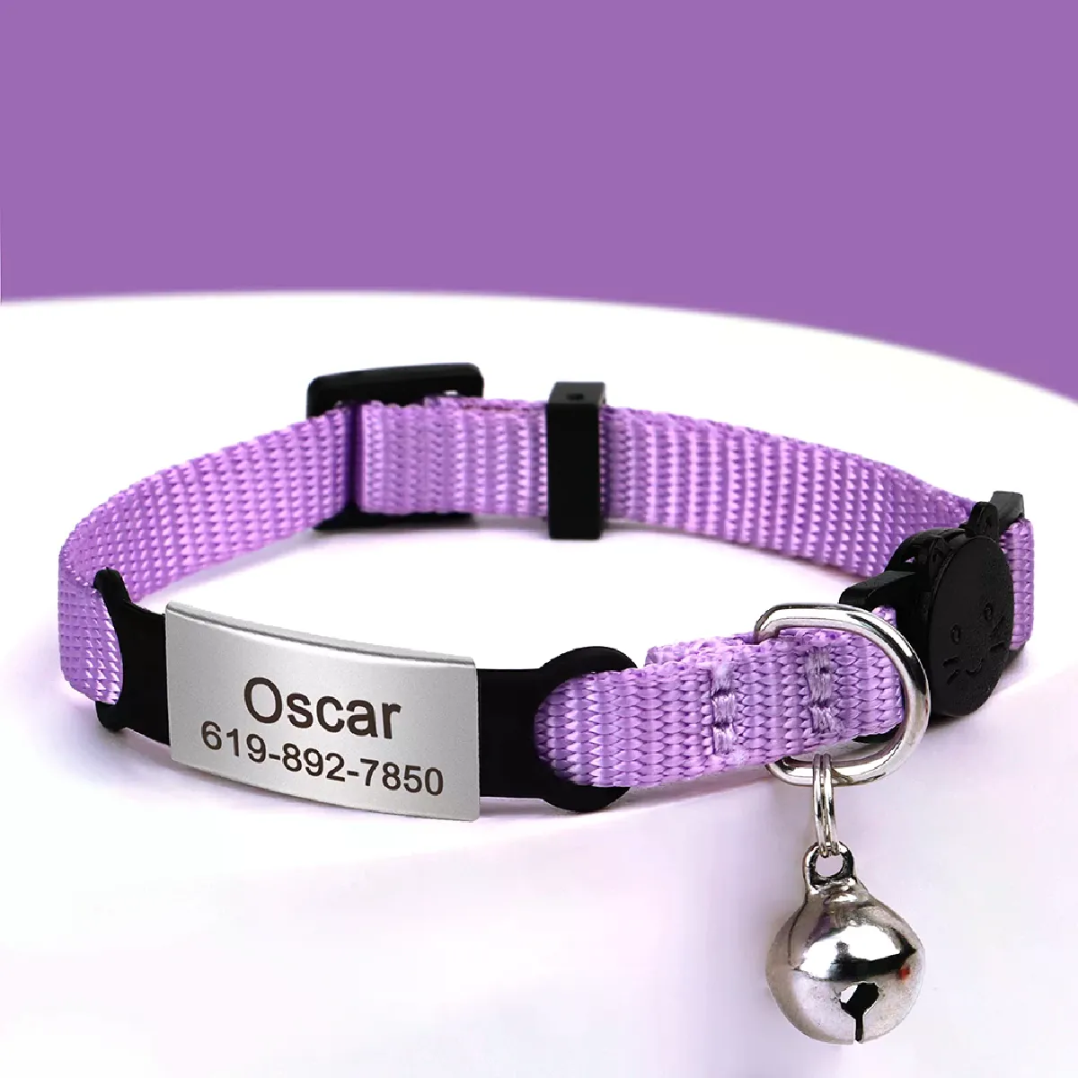 Collier pour chat personnalisé de 1 cm de largeur avec clochette Colliers pour chat à dégagement rapide Collier mignon à dégagement rapide Gravure gratuite pour chats chaton~01882