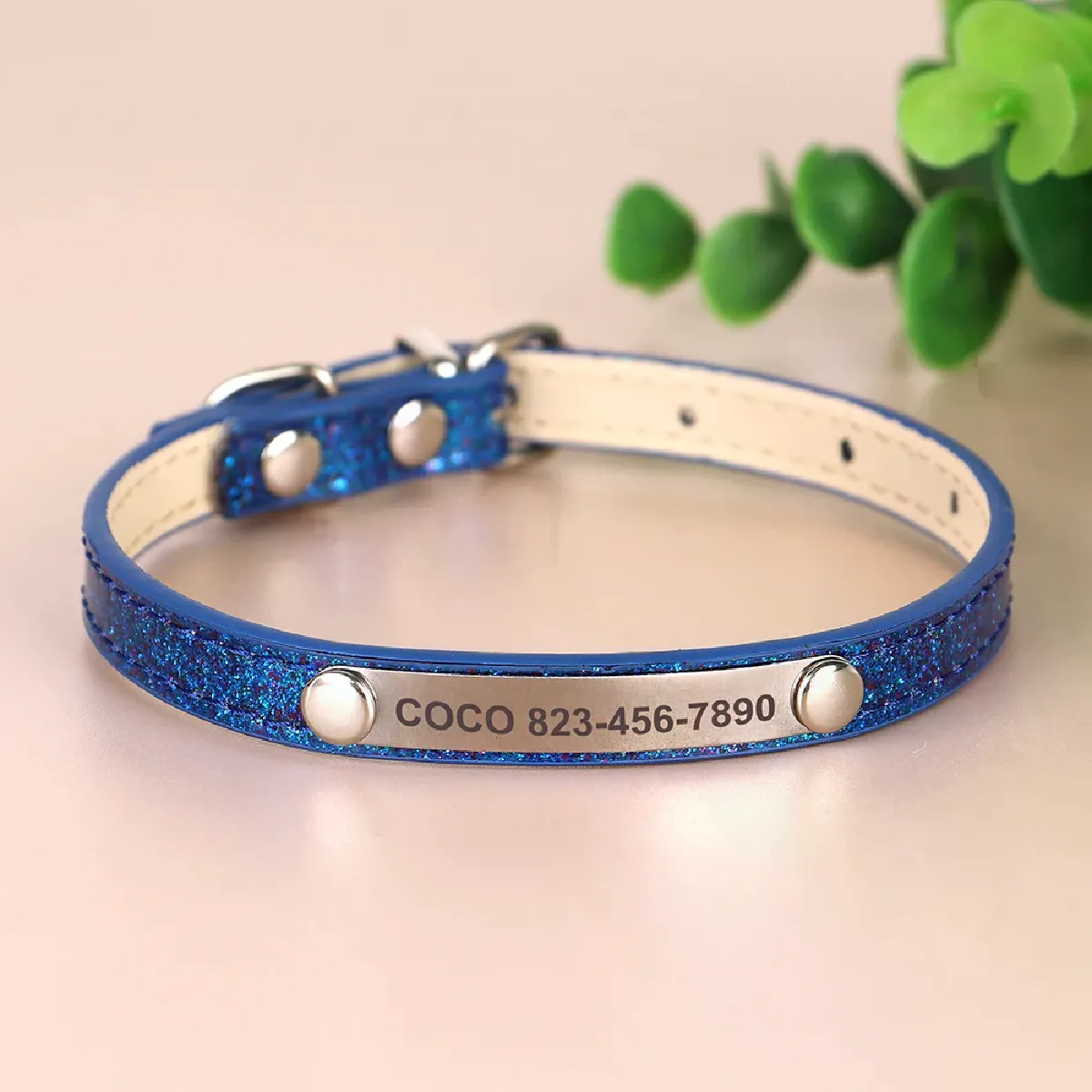 Collier d'identification anti-perte pour chat, collier personnalisé pour chat, étiquette d'identification gravée gratuite pour chats et petits chiens Bling~01115