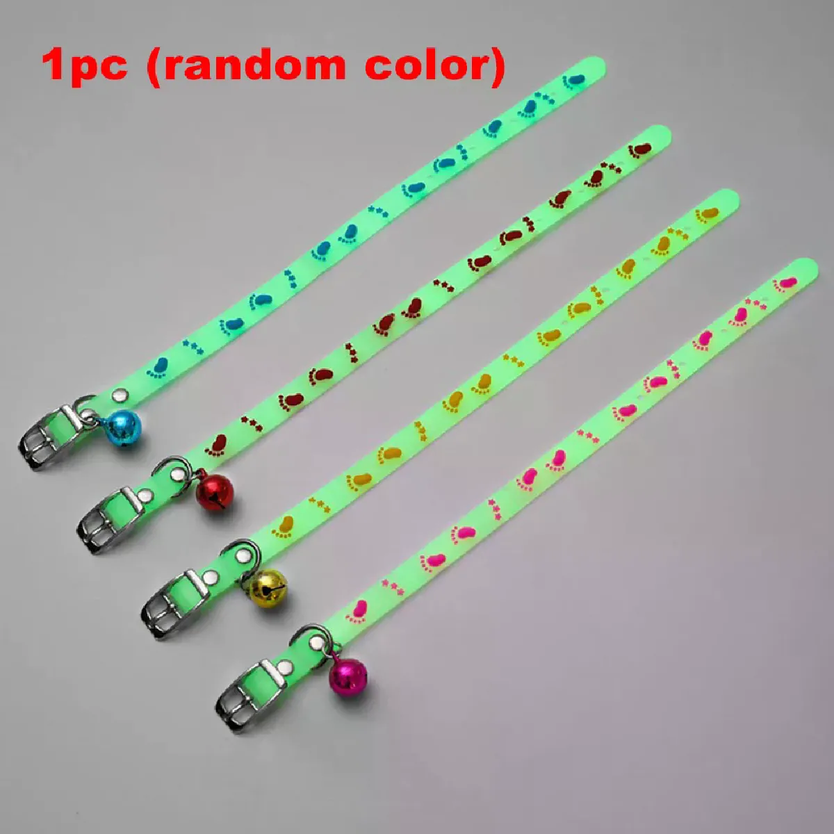 Collier lumineux pour chat, collier anti-perte pour petits chiens, collier fluorescent en silicone avec anneau d'étanchéité et clochette, accessoires pour animaux de compagnie~00309