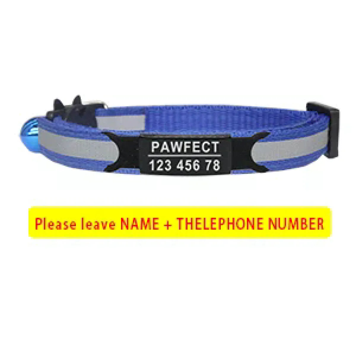 Collier de sécurité réfléchissant pour chat, réglable, personnalisé, identification gratuite, gravure, en nylon, pour chiots et chatons~00299