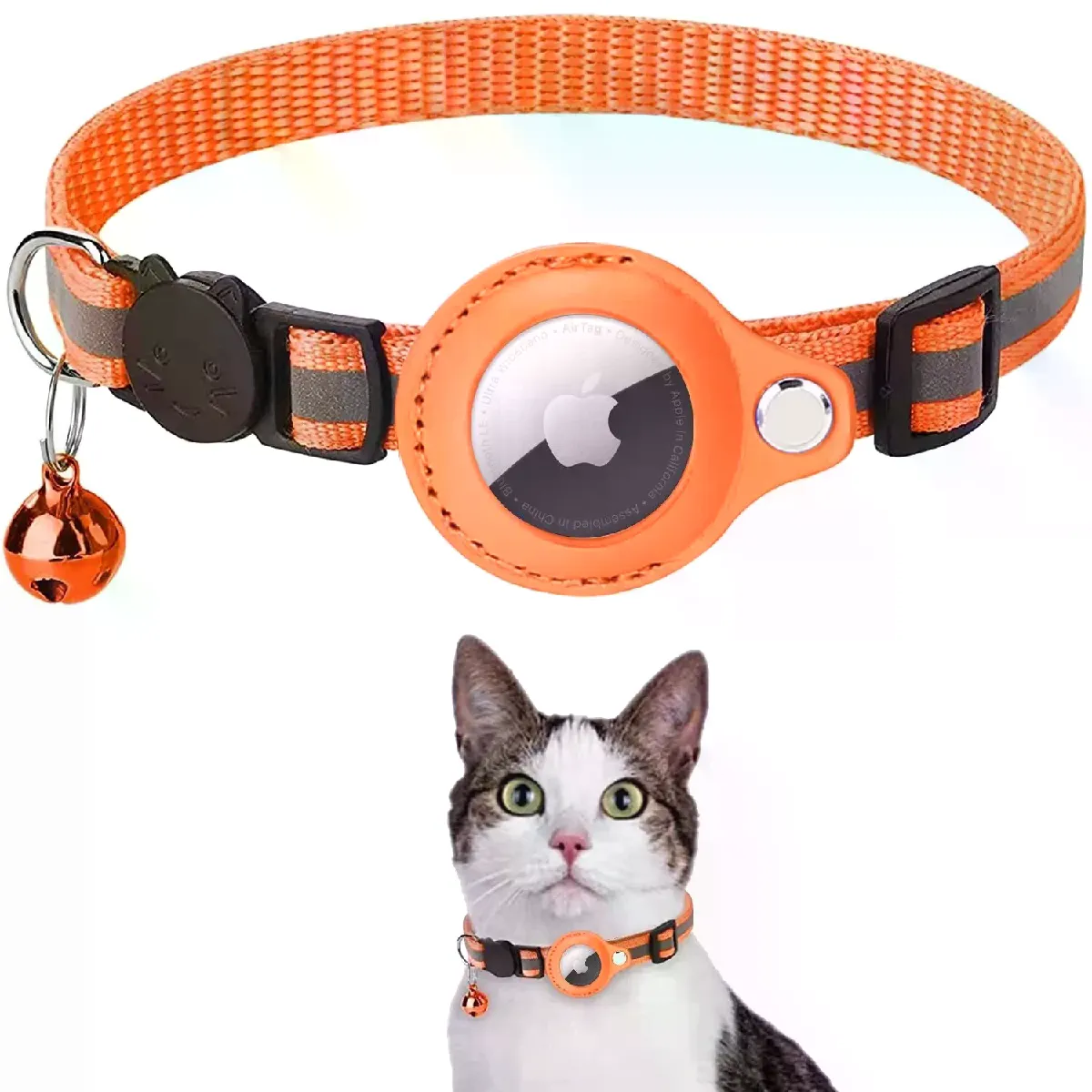 Comparer les prix de Collier anti-perte pour chat Apple Airtag, étanche et réfléchissant, avec clochette et accessoires pour chats~00373