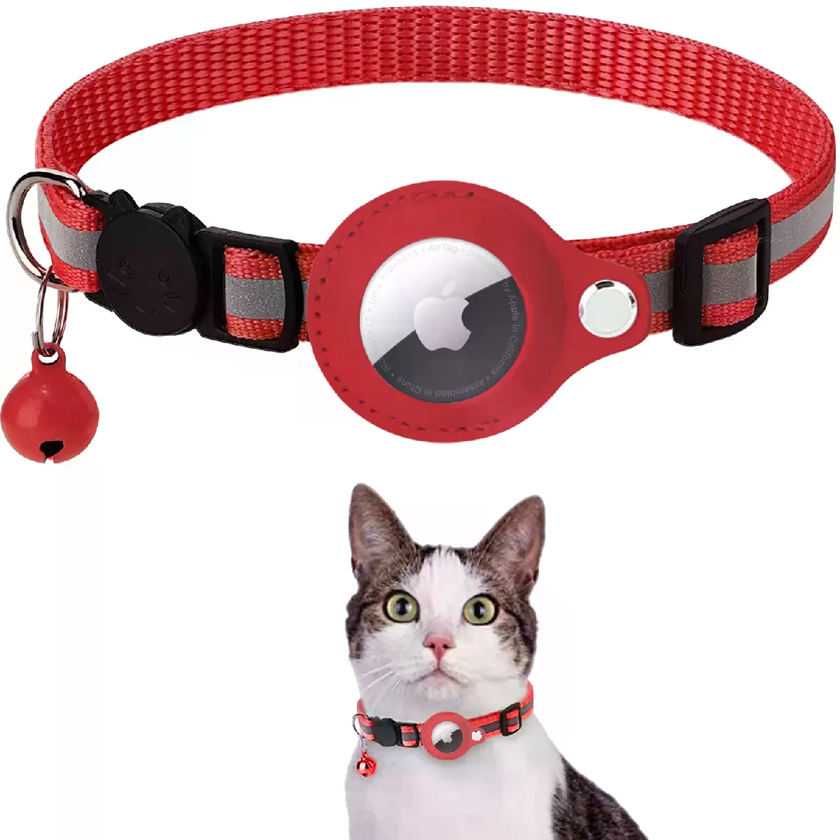 Meilleurs prix pour Collier anti-perte pour chat Apple Airtag, collier de protection anti-perte et de positionnement, colliers pour animaux de compagnie imperméables et réfléchissants~00317
