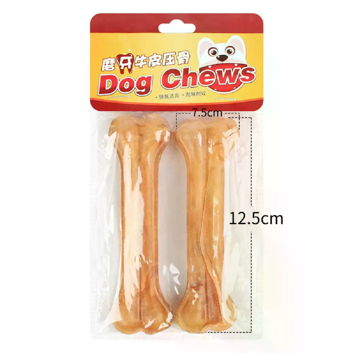Meilleurs prix pour Jouet à mâcher en os pour chien en cuir de vache naturel, solide, non toxique, anti-morsure, jouet à mâcher pour chien, jouets pour dents propres, bâton de soins dentaires pour chien~03660