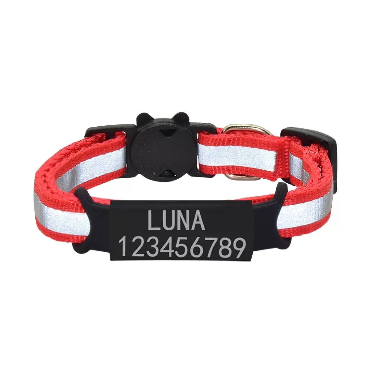 Meilleurs prix pour Collier pour chat avec plaque signalétique réfléchissante personnalisée, clochette, étiquette d'identification gravée en nylon de sécurité personnalisée, collier pour chat, collier pour chaton~00912