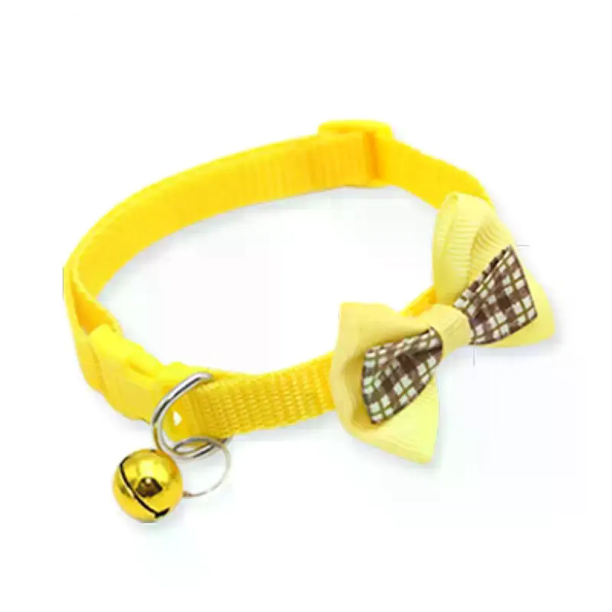 Collier pour chat réglable avec nœud papillon et boucle de sécurité, accessoire tendance pour chien et chat, nœud à carreaux avec clochette~01845