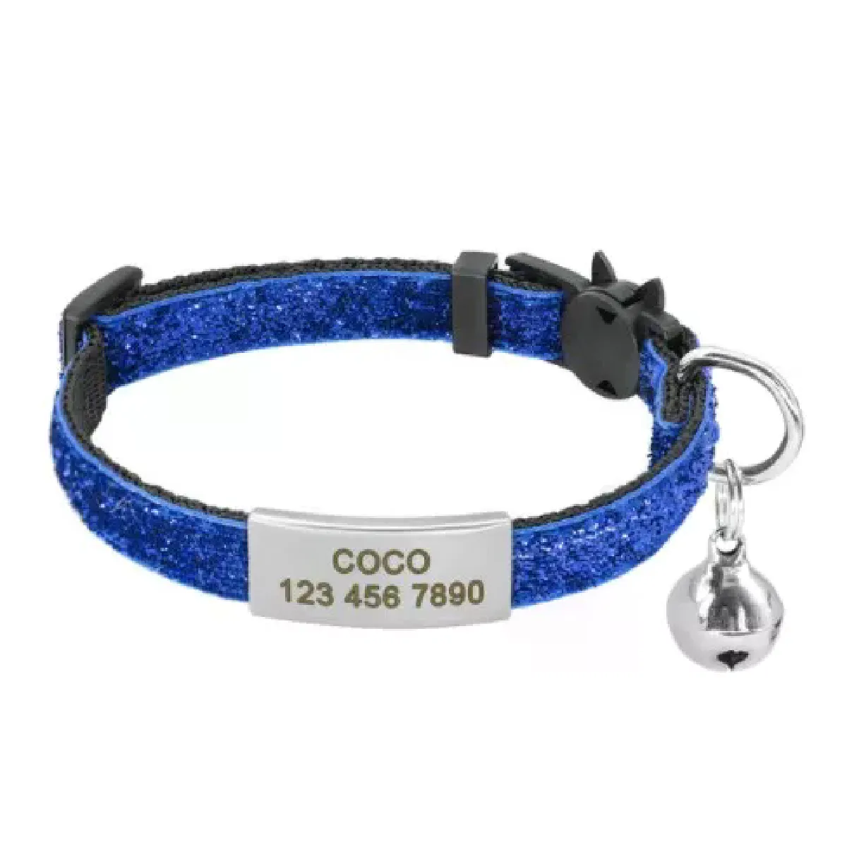 Collier pour chat à dégagement rapide, magnifique, personnalisé, en nylon, avec étiquette gravée, pour petits animaux de compagnie, largeur 1 cm~00963