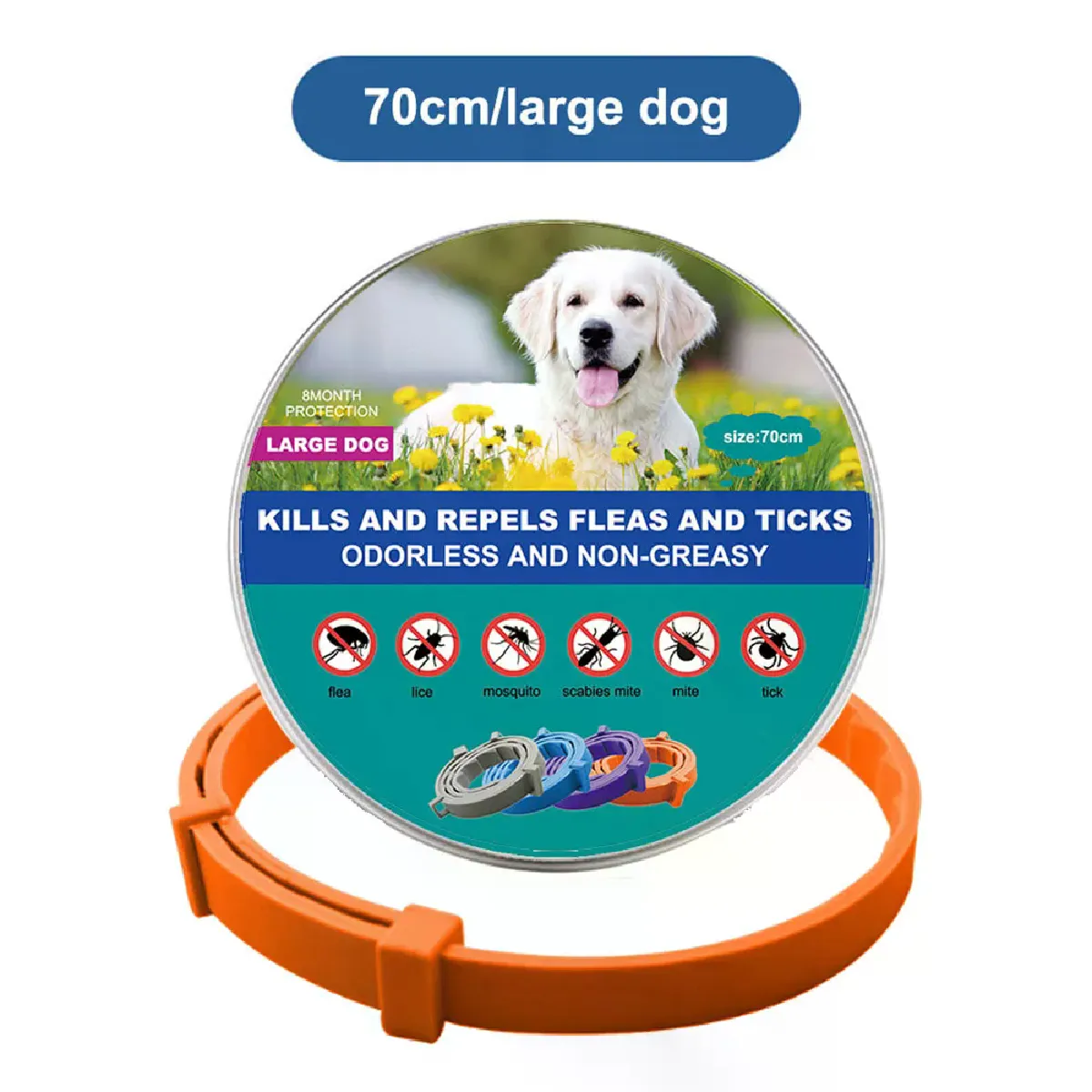 Nouveau collier pour chat, collier vétérinaire anti-puces et anti-tiques pour chiens et chats, collier antibactérien pour grands et petits chiens~00149