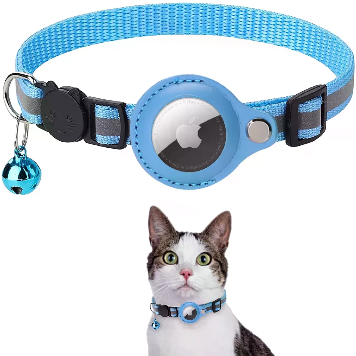 Meilleurs prix pour Collier anti-perte pour chat Apple Airtag, collier de protection anti-perte et de positionnement, colliers pour animaux de compagnie imperméables et réfléchissants~00319