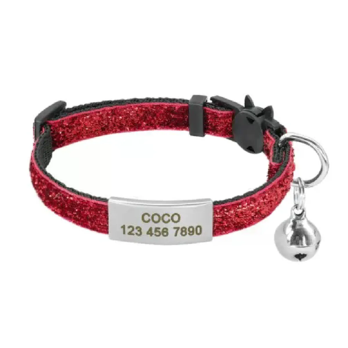 Comparer les prix de Collier pour chat à dégagement rapide, magnifique, personnalisé, en nylon, avec étiquette gravée, pour petits animaux de compagnie, largeur 1 cm~00960