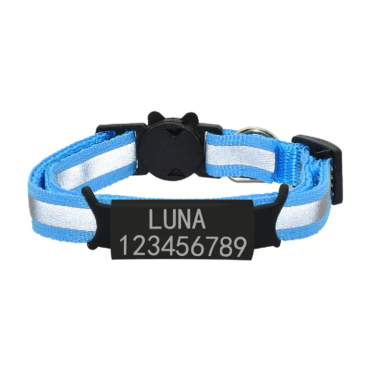 Meilleurs prix pour Collier pour chat avec plaque signalétique réfléchissante personnalisée, clochette, étiquette d'identification gravée en nylon de sécurité personnalisée, collier pour chat, collier pour chaton~00914