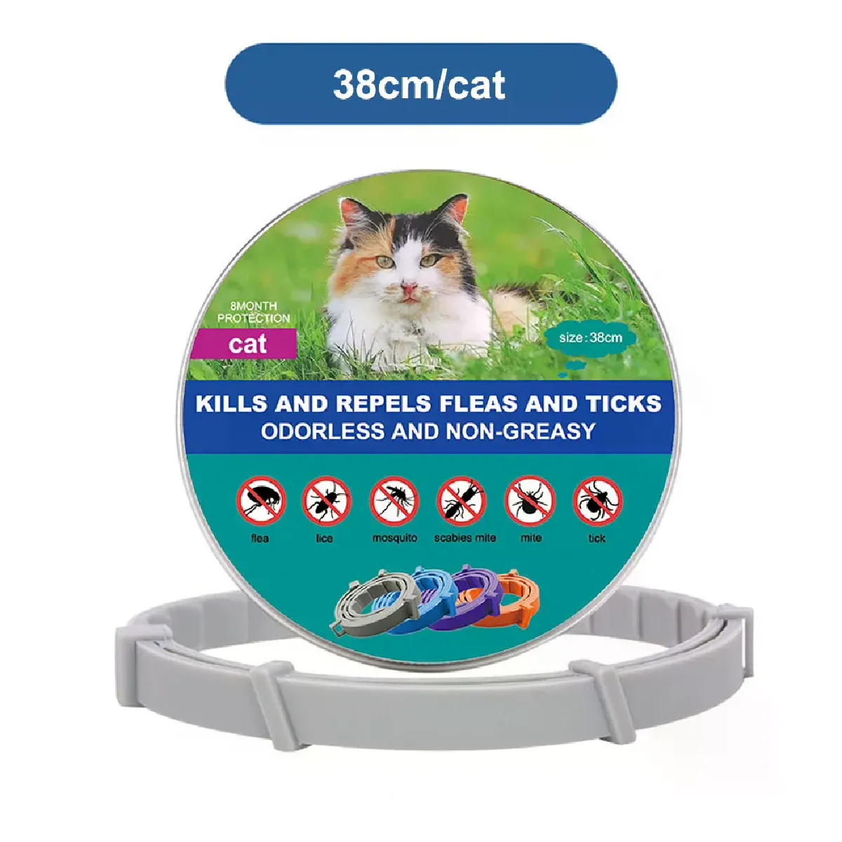 Comparer les prix de Nouveau collier pour chat, collier vétérinaire anti-puces et anti-tiques pour chiens et chats, collier antibactérien pour grands et petits chiens~00129