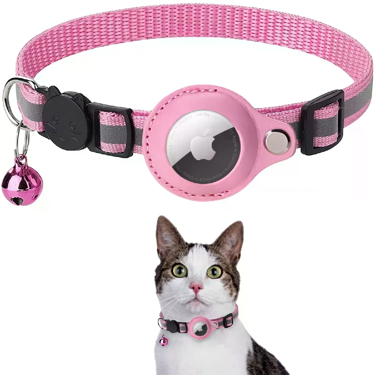 Comparer les prix de Collier anti-perte pour chat Apple Airtag, étanche et réfléchissant, avec clochette et accessoires pour chats~00405