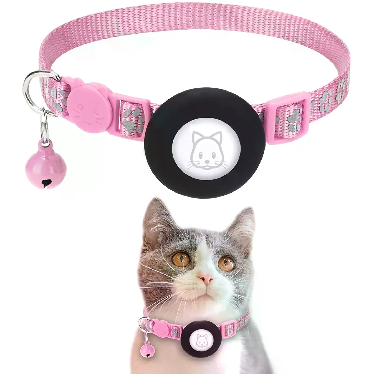 Meilleurs prix pour Étui pour Apple Airtag, collier pour chat avec clochette, collier pour chien en nylon réfléchissant, localisateur GPS, produits pour animaux de compagnie, traqueur de localisation~01647