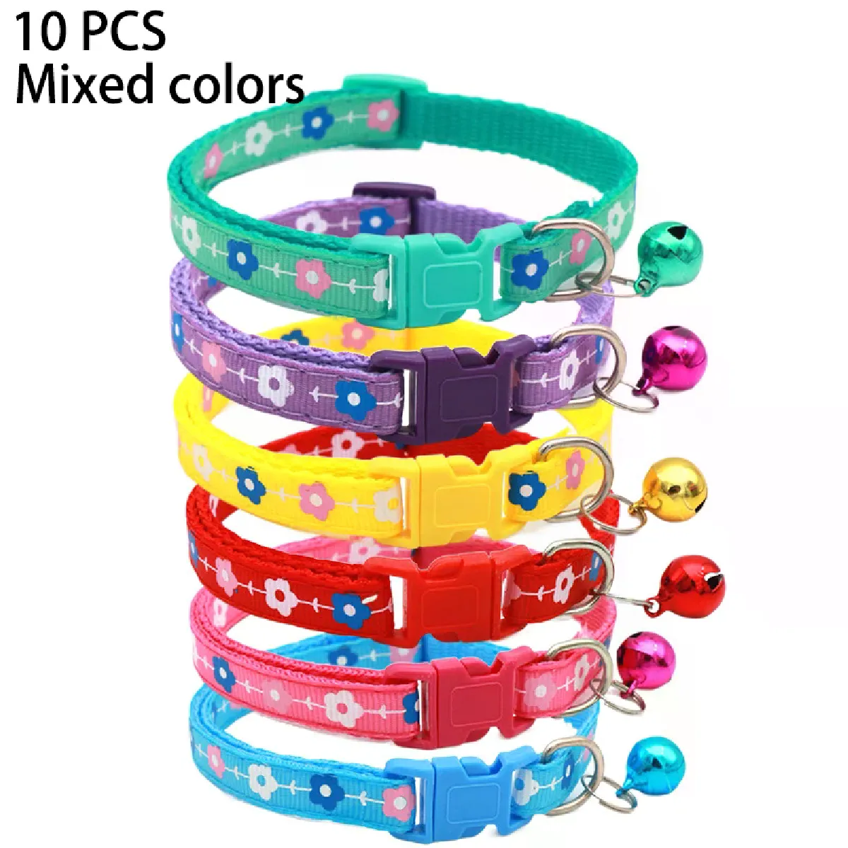 Lot de 10 colliers pour chat en gros, collier réglable avec clochette, collier coloré pour chat pour chiot et chat, livraison directe~00500