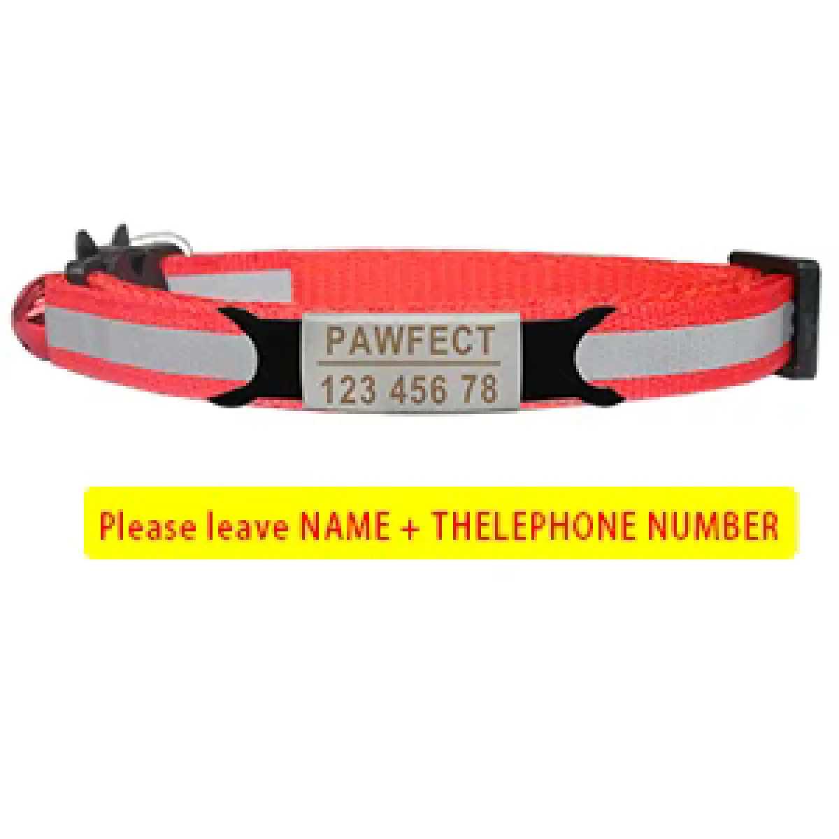 Collier de sécurité réfléchissant pour chat, réglable, personnalisé, identification gratuite, gravure, en nylon, pour chiots et chatons~00281