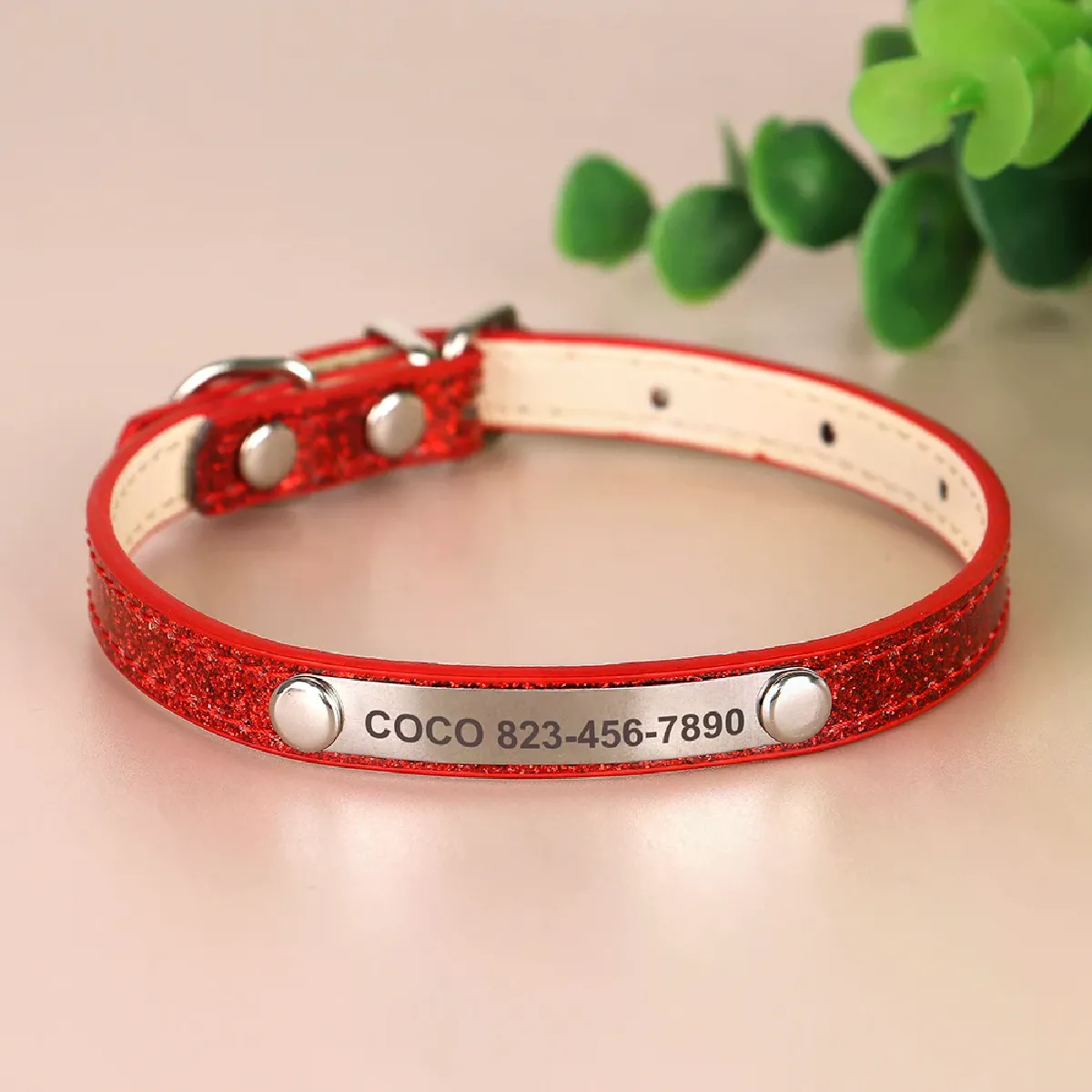 Comparer les prix de Collier d'identification anti-perte pour chat, collier personnalisé pour chat, étiquette d'identification gravée gratuite pour chats et petits chiens Bling~00830