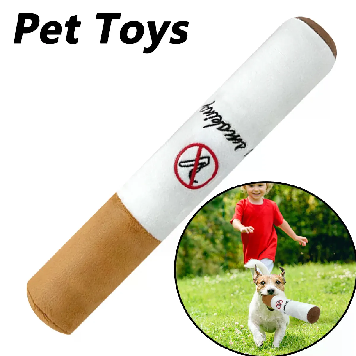 Comparer les prix de Jouet amusant en forme de cigare, grande peluche, son de fumée, fausse cigarette, jouet à mâcher interactif pour chien, résistant aux morsures, CC~02377