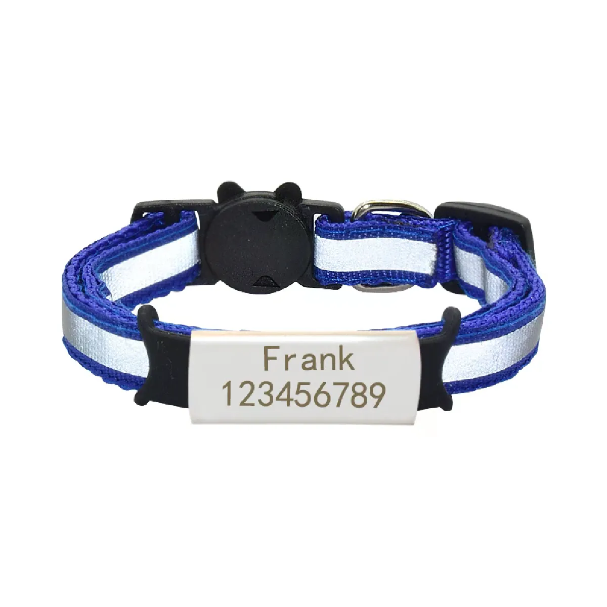 Meilleurs prix pour Collier pour chat avec plaque signalétique réfléchissante personnalisée, clochette, étiquette d'identification gravée en nylon de sécurité personnalisée, collier pour chat, collier pour chaton~00924