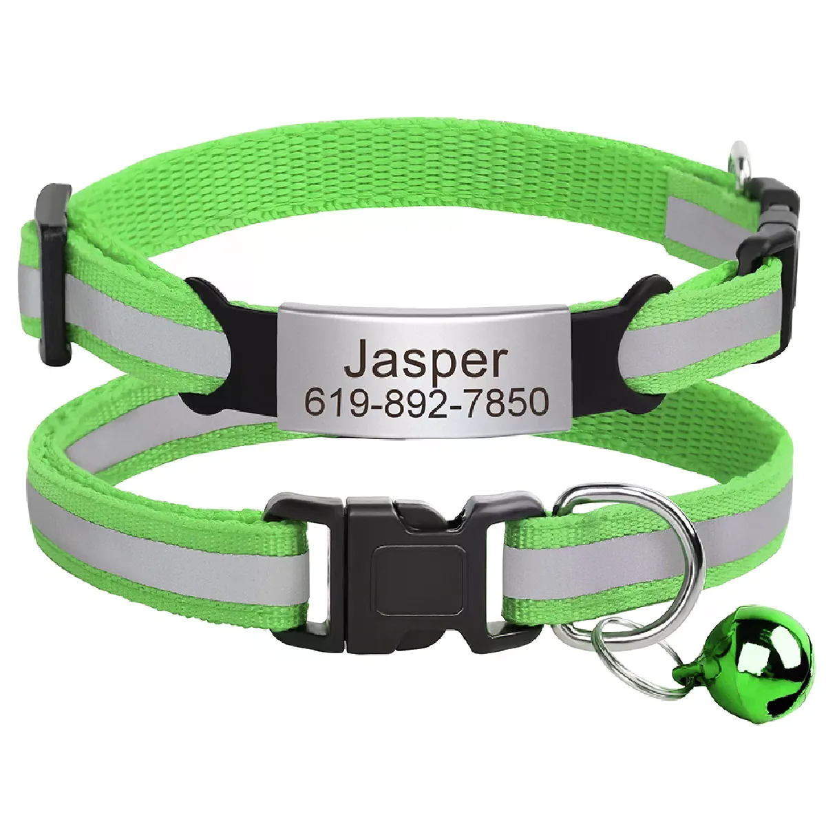 Comparer les prix de Collier réfléchissant pour chat, gravé gratuitement, avec clochette, accessoire pour petit chien, chihuahua~01020