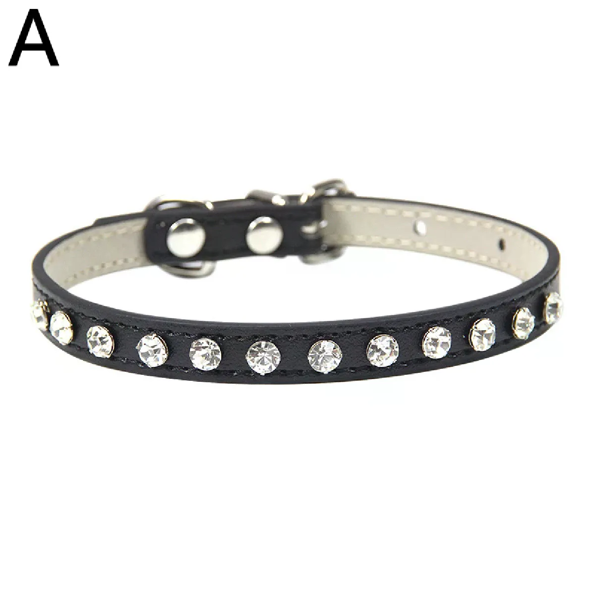 Comparer les prix de Collier pour animal de compagnie en cuir PU avec strass et diamants brillants, accessoire pour chat et chien~01591