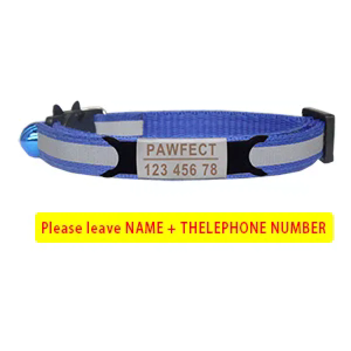 Meilleurs prix pour Collier de sécurité réfléchissant pour chat, réglable, personnalisé, identification gratuite, gravure, en nylon, pour chiots et chatons~00286