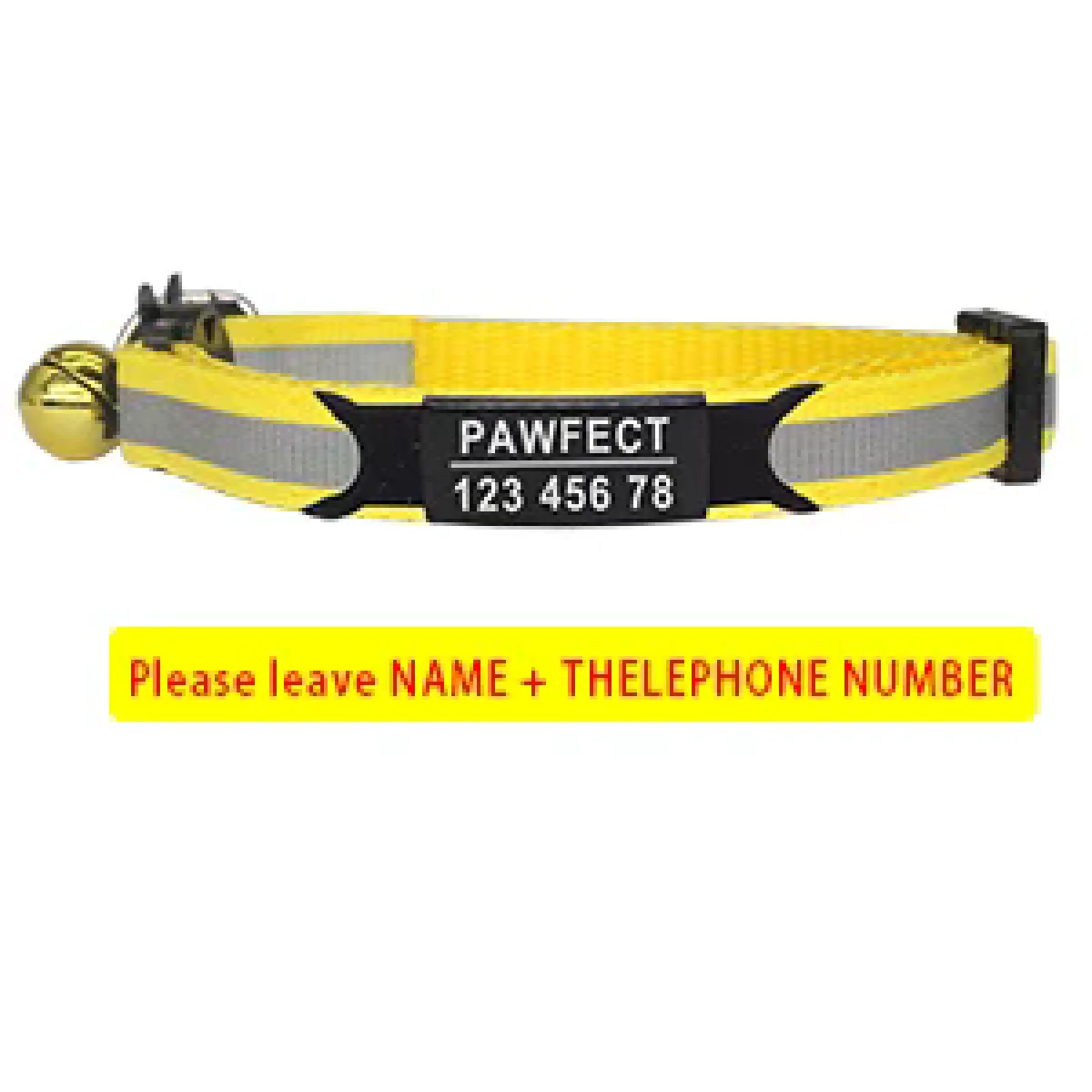 Meilleurs prix pour Collier de sécurité réfléchissant pour chat, réglable, personnalisé, identification gratuite, gravure, en nylon, pour chiots et chatons~00290