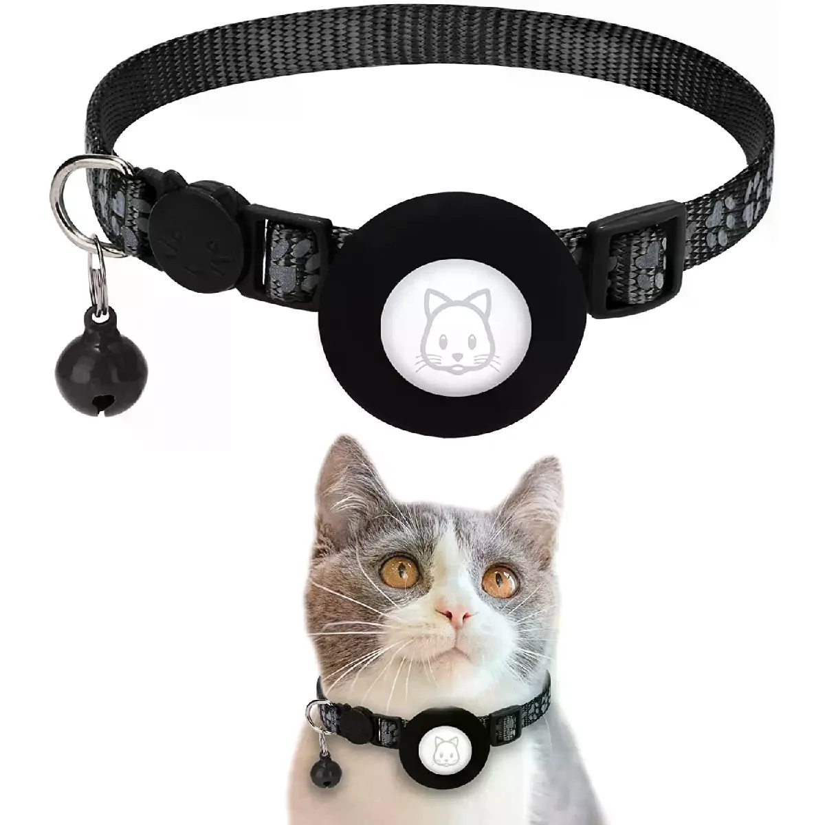Étui pour Apple Airtag, collier pour chat avec clochette, collier pour chien en nylon réfléchissant, localisateur GPS, produits pour animaux de compagnie, traqueur de localisation~01643