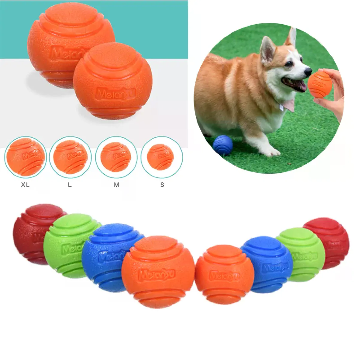 Comparer les prix de Balle en caoutchouc souple pour chien, 1 pièce, résistante aux jouets pour chiens~03027