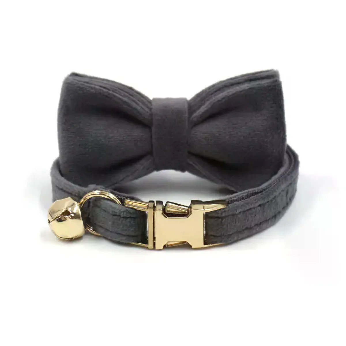 Collier personnalisé en velours pour chat, gravure d'identification, étiquette nominative, collier pour chat, chiot, chaton, nœud papillon avec cloche, collier personnalisé pour petit chien~01946