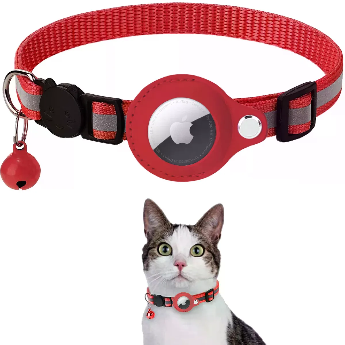 Étui Airtag pour collier pour chats avec housse de protection pour le localisateur anti-perte Accessoires de suivi pour chiens colliers pour animaux de compagnie réfléchissants~01778