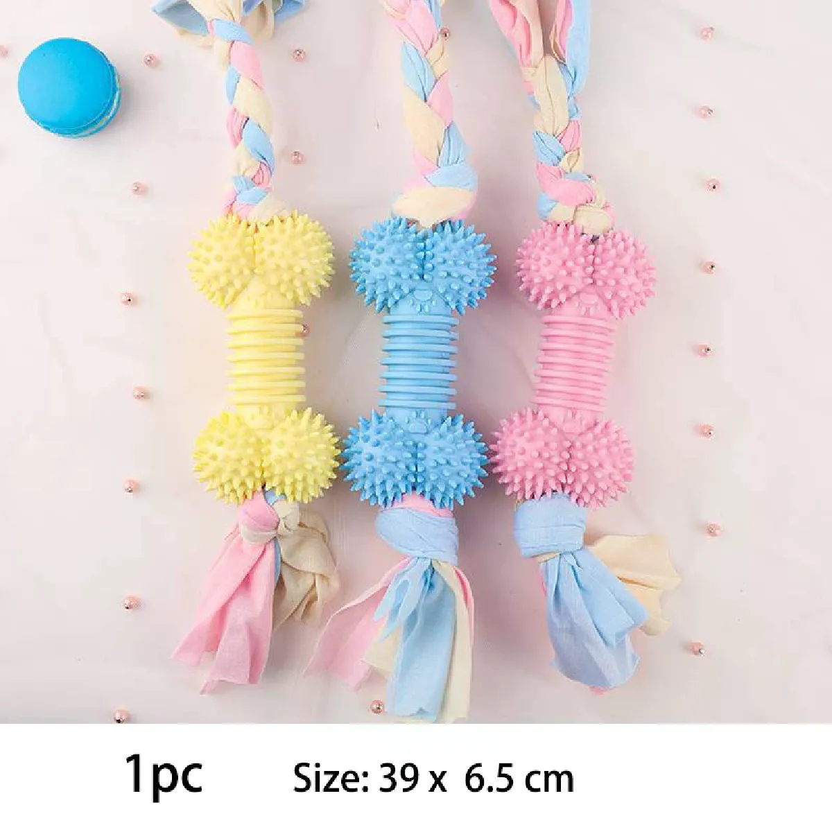 Meilleurs prix pour Jouets pour petits chiens à mâcher en TPR, nœuds, résistants aux morsures, nettoyage des dents, fournitures de dressage pour chiens, accessoires interactifs~03067