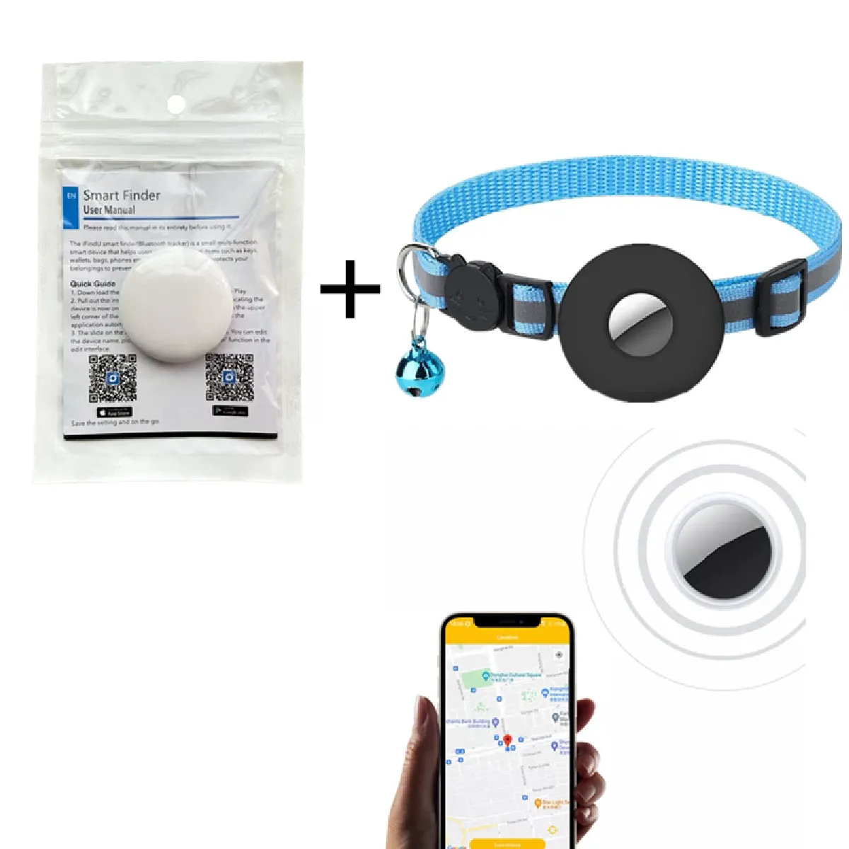 Nouveau traceur GPS pour animaux de compagnie, localisateur intelligent de marque pour chien, Bluetooth, détection d'animaux, émetteur personnel pour collier de chat, chien et oiseau~01433