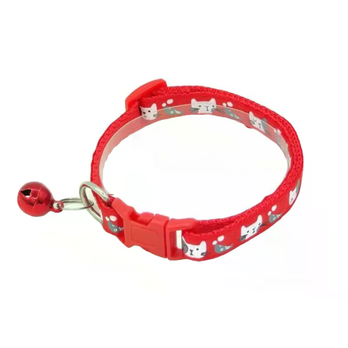 Collier pour chat, imprimé dessin animé coloré, collier pour chiot avec cloches, collier réglable en nylon avec boucle, accessoires pour animaux de compagnie~01520