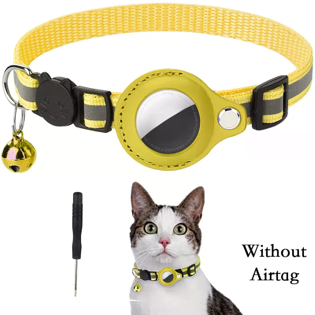 Étui de protection anti-perte pour collier Airtag Apple pour chat avec clochette, accessoires GPS pour animaux de compagnie~00631