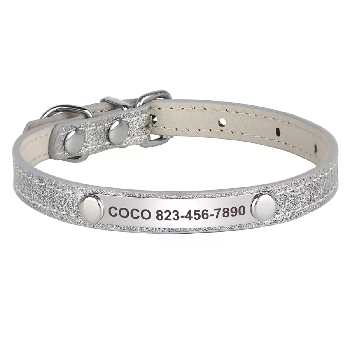 Collier personnalisé pour chat en cuir personnalisé, collier d'identification pour chiot et chaton gravé gratuitement, colliers pour animaux de compagnie pour petits chiens et chats~00424