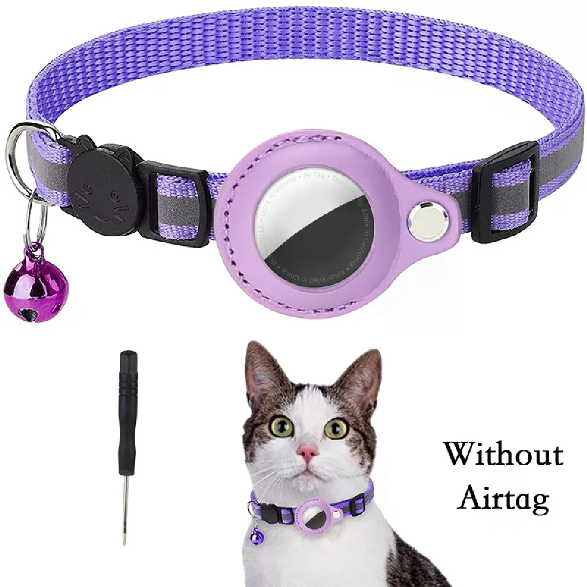 Étui de protection anti-perte pour collier Airtag Apple pour chat avec clochette, accessoires GPS pour animaux de compagnie~00046