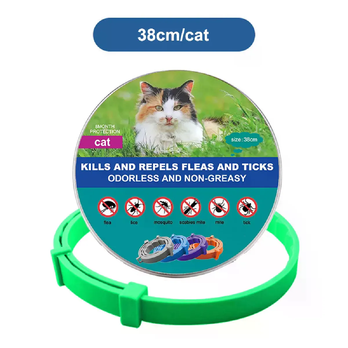Nouveau collier pour chat, collier vétérinaire anti-puces et anti-tiques pour chiens et chats, collier antibactérien pour grands et petits chiens~00141