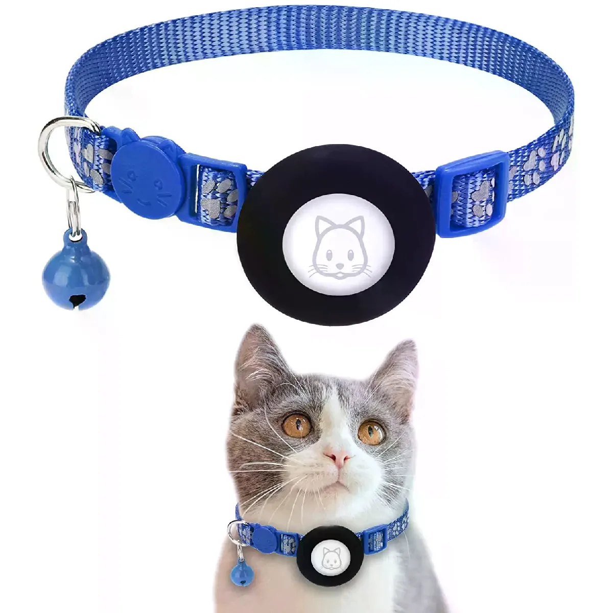 Meilleurs prix pour Étui pour Apple Airtag, collier pour chat avec clochette, collier pour chien en nylon réfléchissant, localisateur GPS, produits pour animaux de compagnie, traqueur de localisation~01645