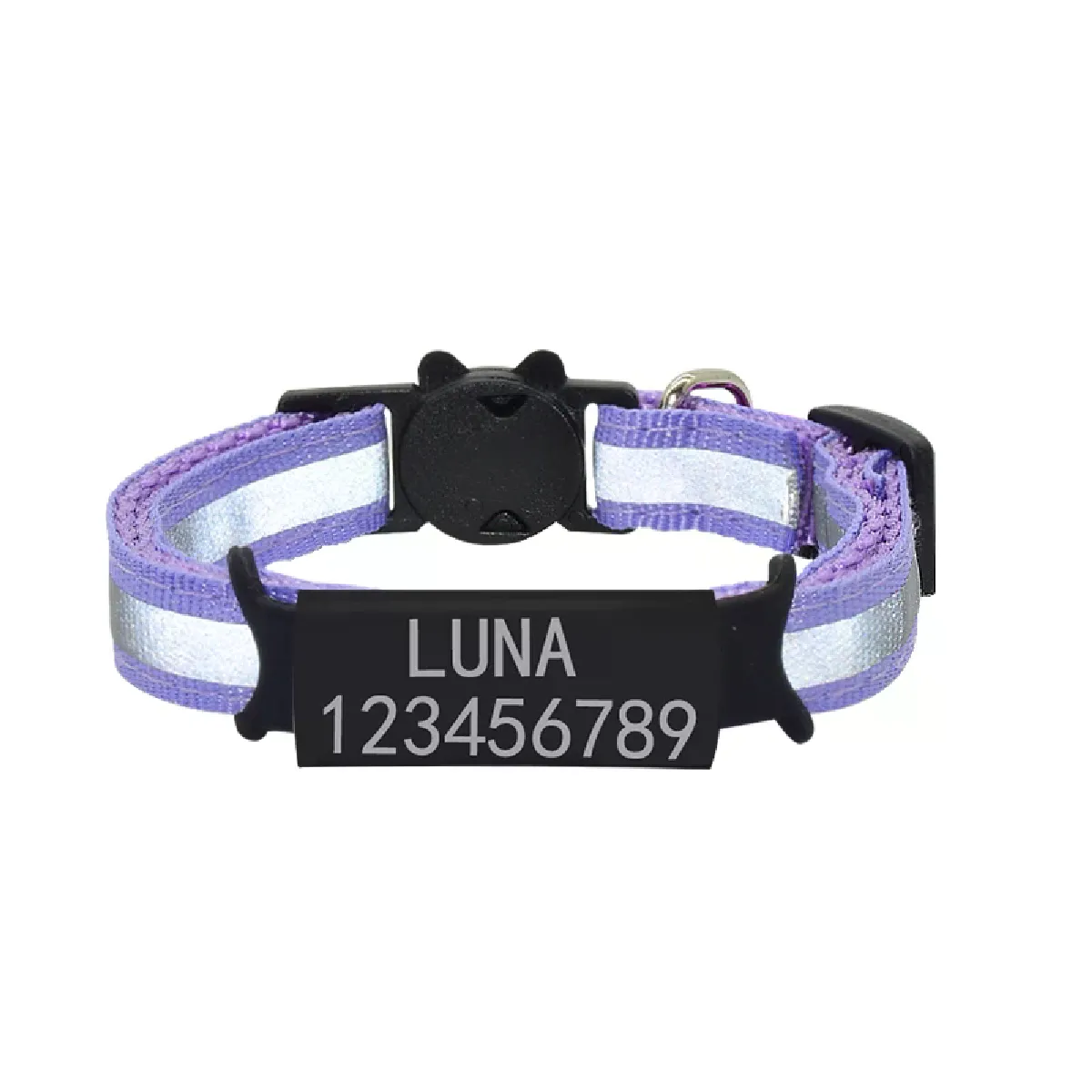 Meilleurs prix pour Collier pour chat avec plaque signalétique réfléchissante personnalisée, clochette, étiquette d'identification gravée en nylon de sécurité personnalisée, collier pour chat, collier pour chaton~00913