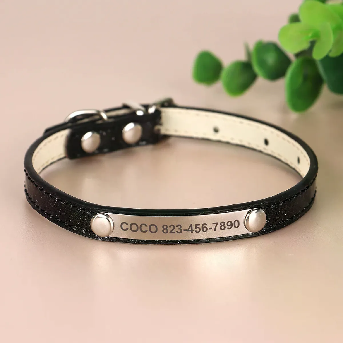 Collier d'identification anti-perte pour chat, collier personnalisé pour chat, étiquette d'identification gravée gratuite pour chats et petits chiens Bling~01113