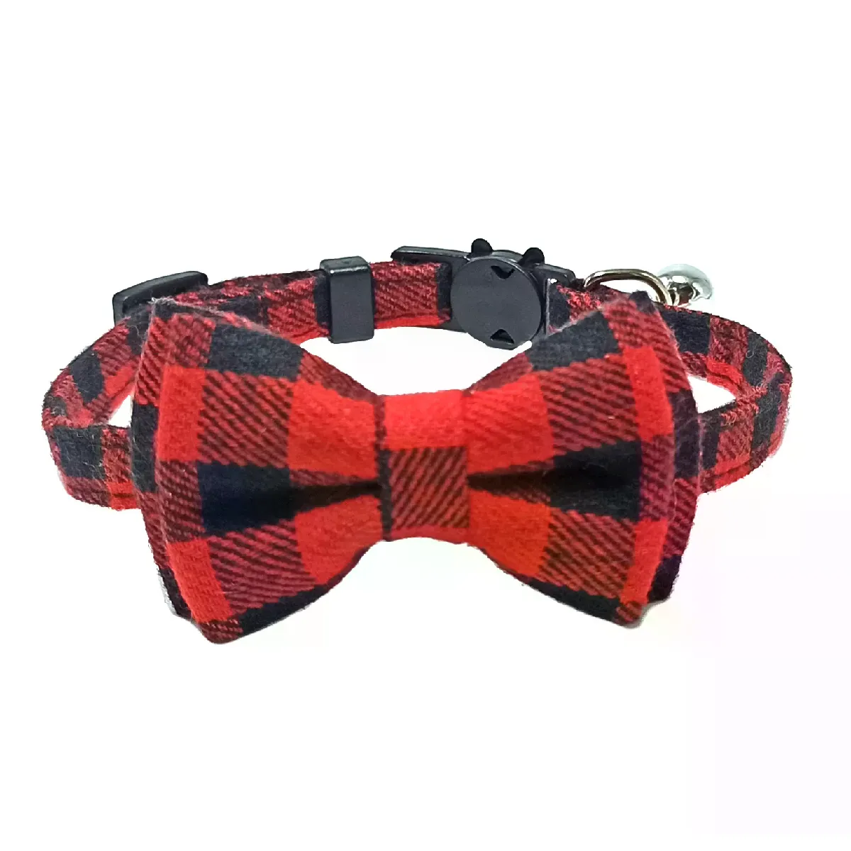 Meilleurs prix pour Collier pour chat Pet Breakaway nœud papillon et clochette mignon foulard de Noël rouge collier élastique réglable avec ceinture petite cloche pour chats~01629